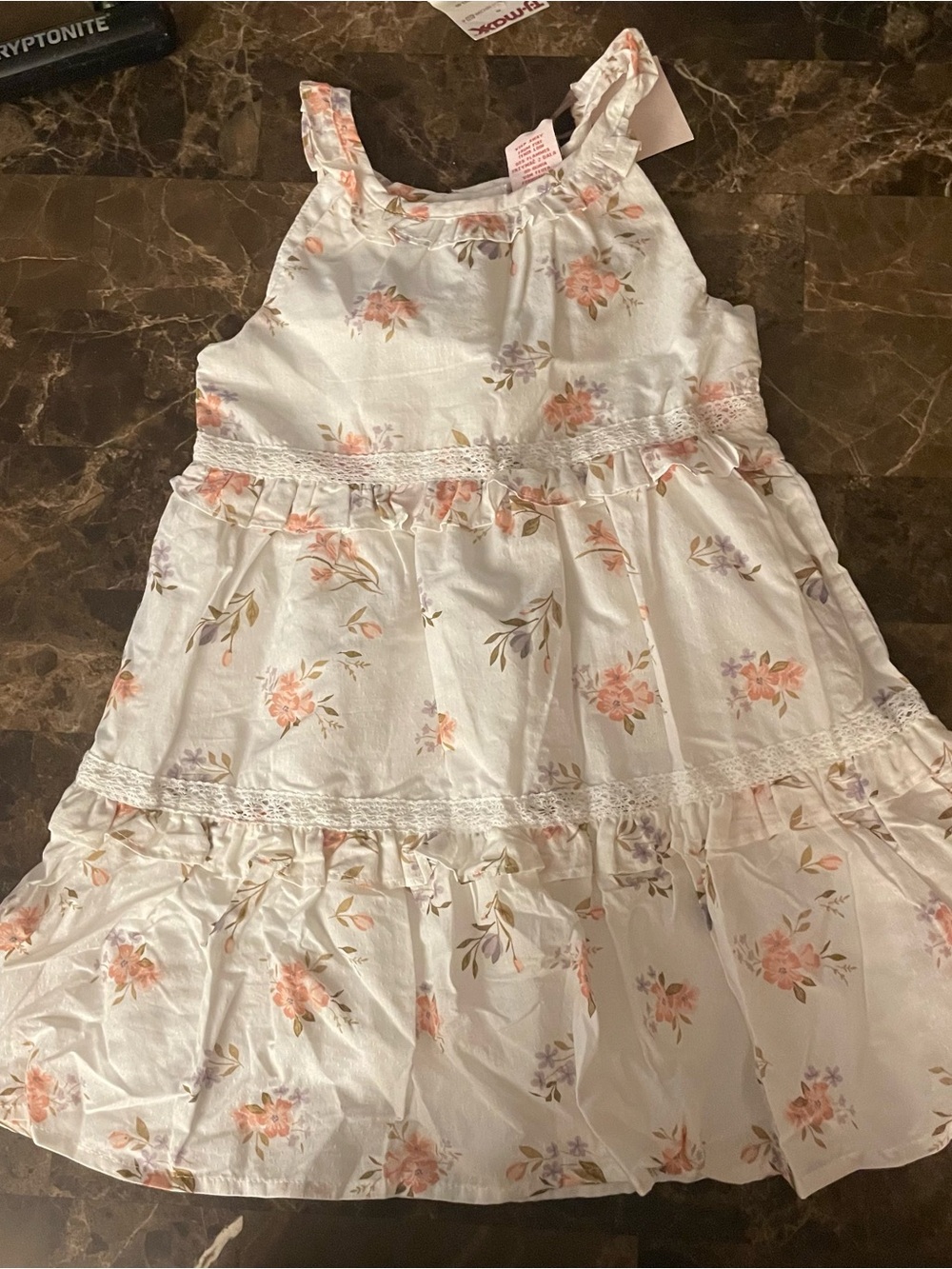 Catherine Malandrino White Floral Tiered Sundress for Girls